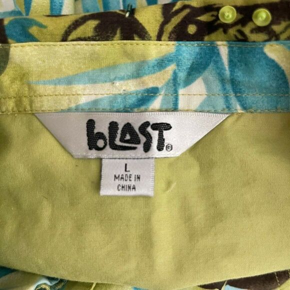 Blast Leaf Print Beaded Light Jacket or Blouse L Large - Picture 5 of 6